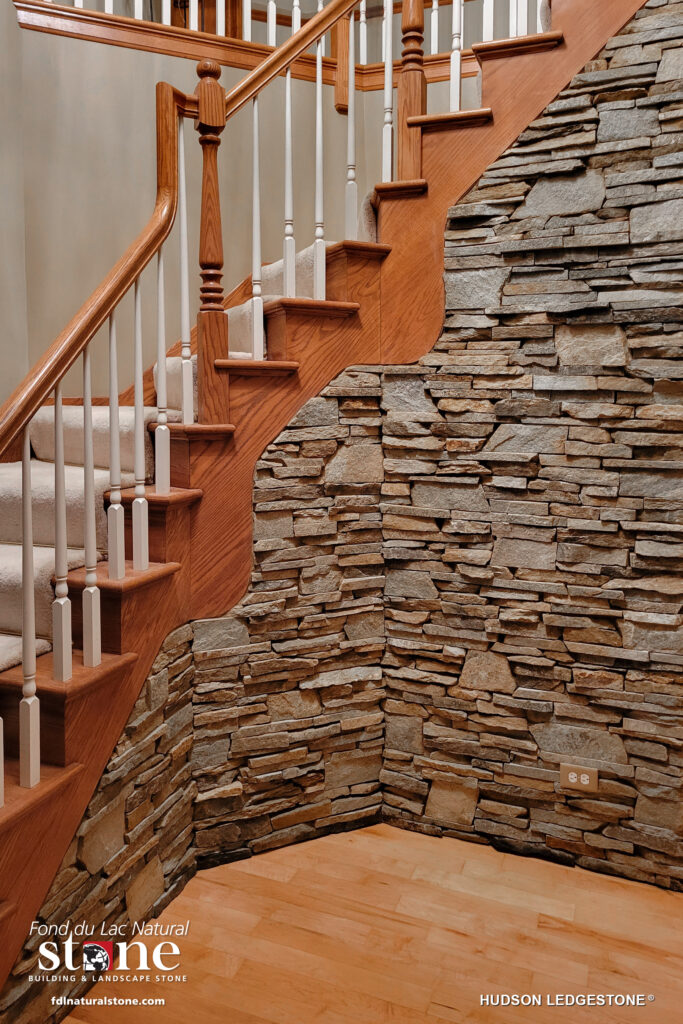 Hudson Ledgestone® Residential Stairwell Fond du Lac Natural Stone
